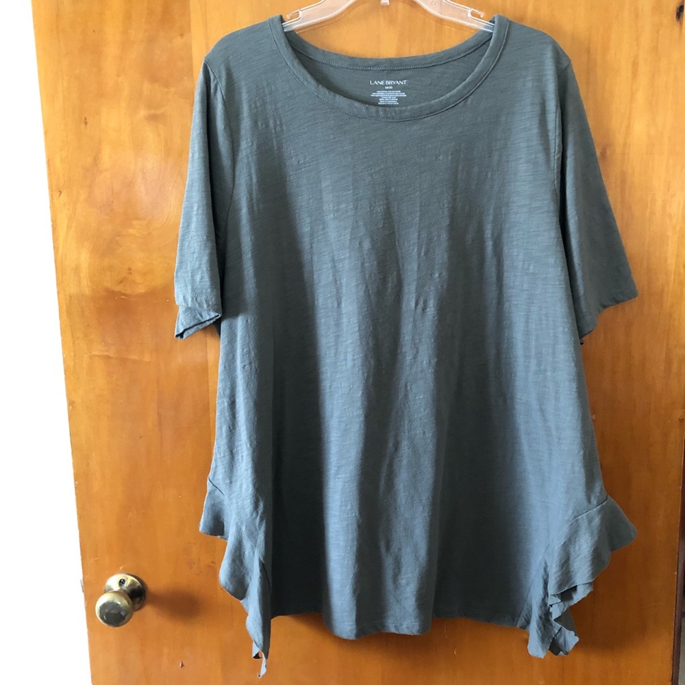 Army Green Long Flare Bottom Shirt